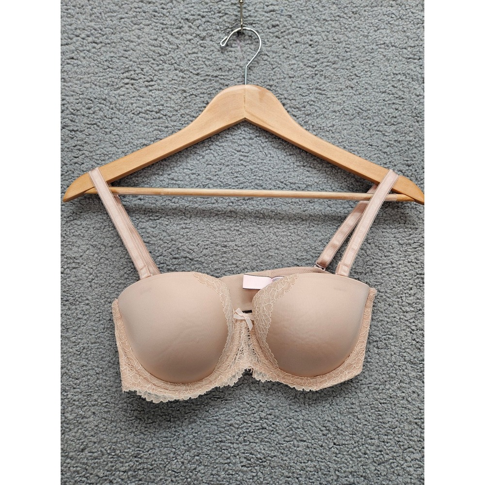 Victoria's Secret Dream Angels Bra 32DD Nude Lace Multi-Way Strapless Bra